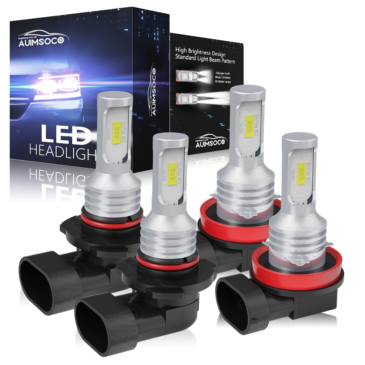 For Chevrolet Silverado 1500 2013-2021 LED Headlight Bulbs High Low Beam 80000LM