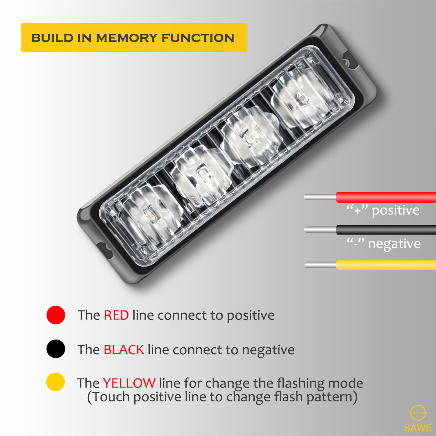 2 x Amber White 4 LED Truck Car ATV Hazard Flash Strobe Lights