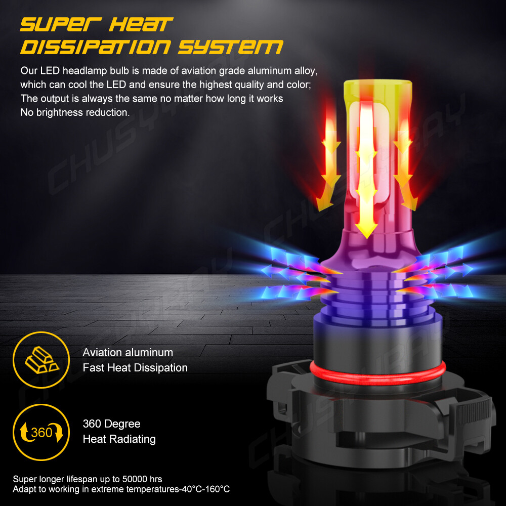 5202/H16 LED Fog Light Bulbs 6000K Xenon White 8000LM High Power Pair