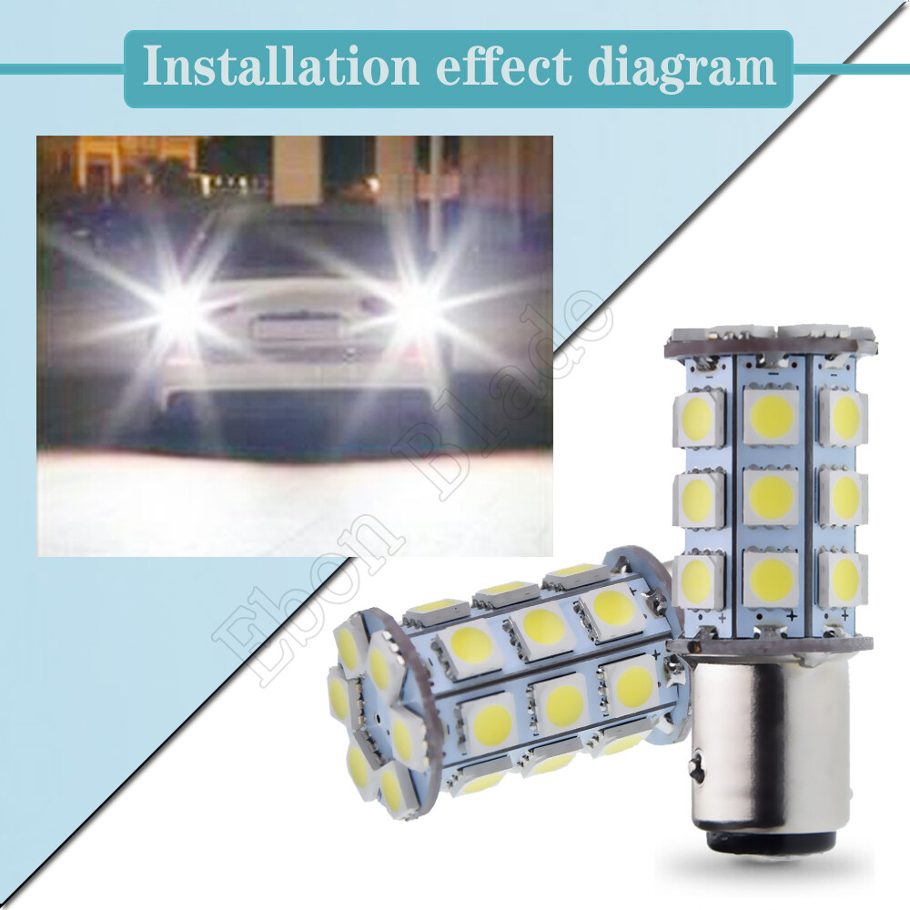 2x 12V BA15D LED LIGHT GLOBE WHITE 27 SMD 5050 Caravan Car Auto Indicator Signal
