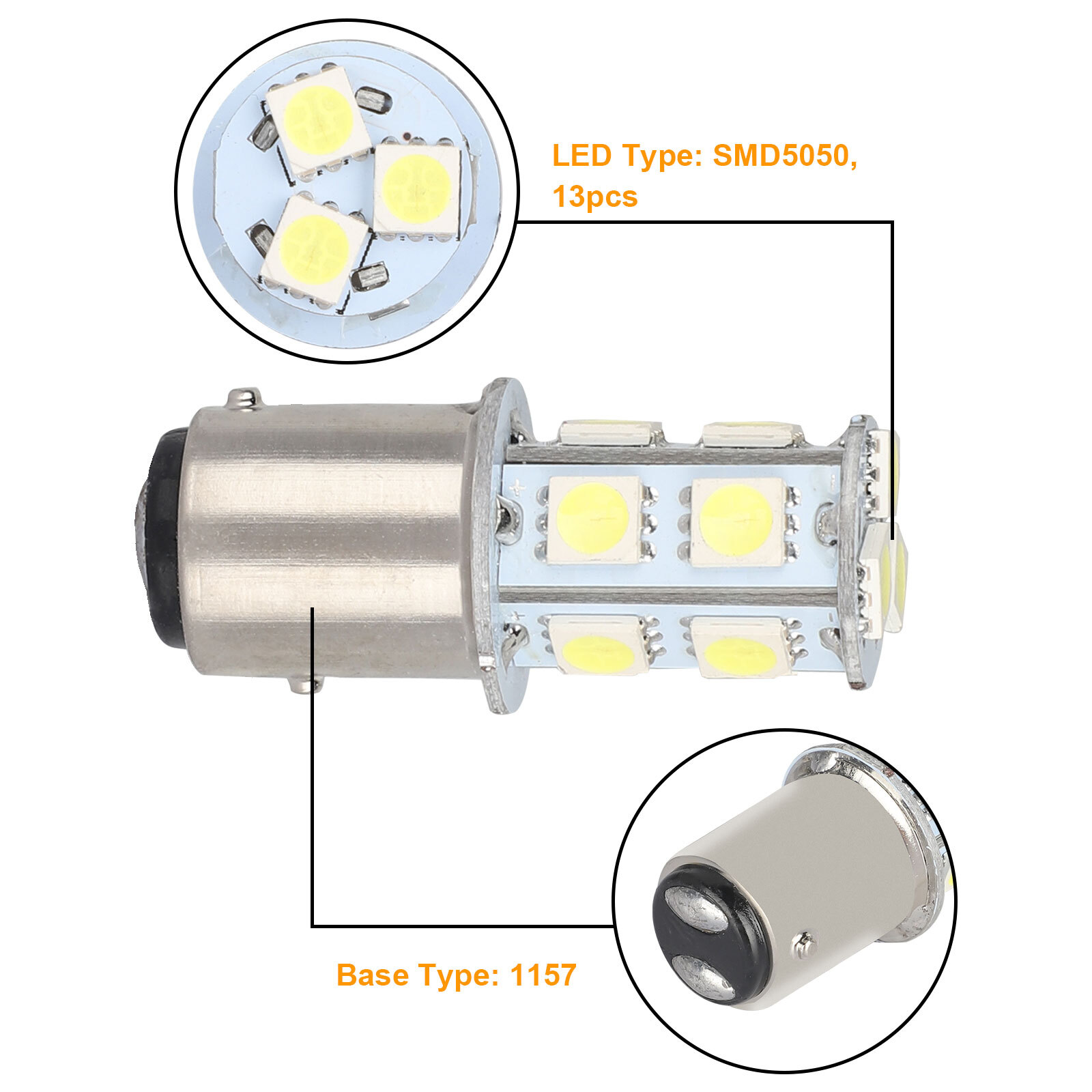 10x 6500K White 1157 Bay15d 13-SMD LED Car Truck Tail Brake Stop Light Bulb 12V