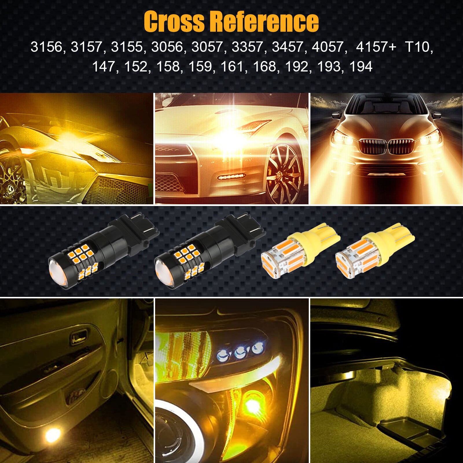 For Chevy Silverado 1500 Tahoe 4Pc Amber LED Turn Signal Side Marker Lights