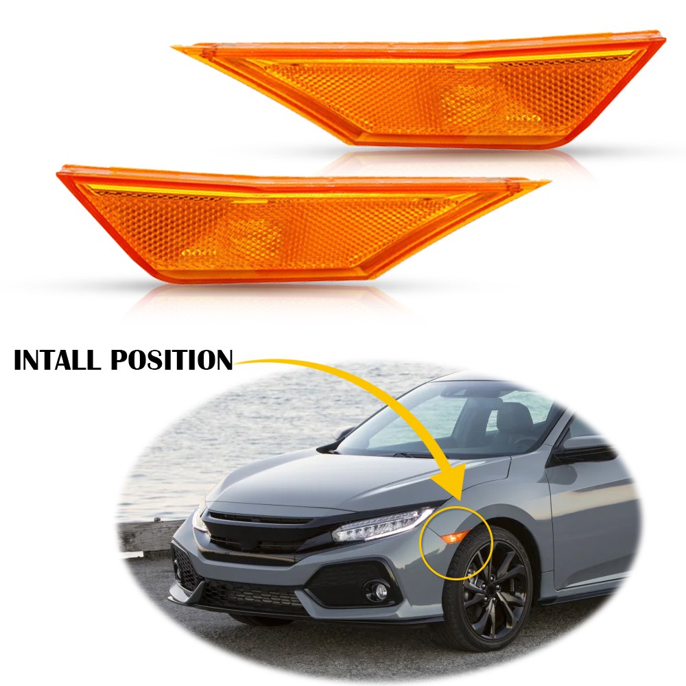 For 2016-2021 Honda Civic Pair Driver and Passenger Side Marker Light Reflector