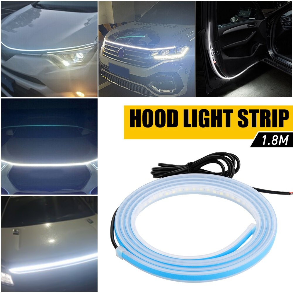 12V Car Hood LED Daytime Running Light Strip Waterproof Flexible Lamps 180cm D