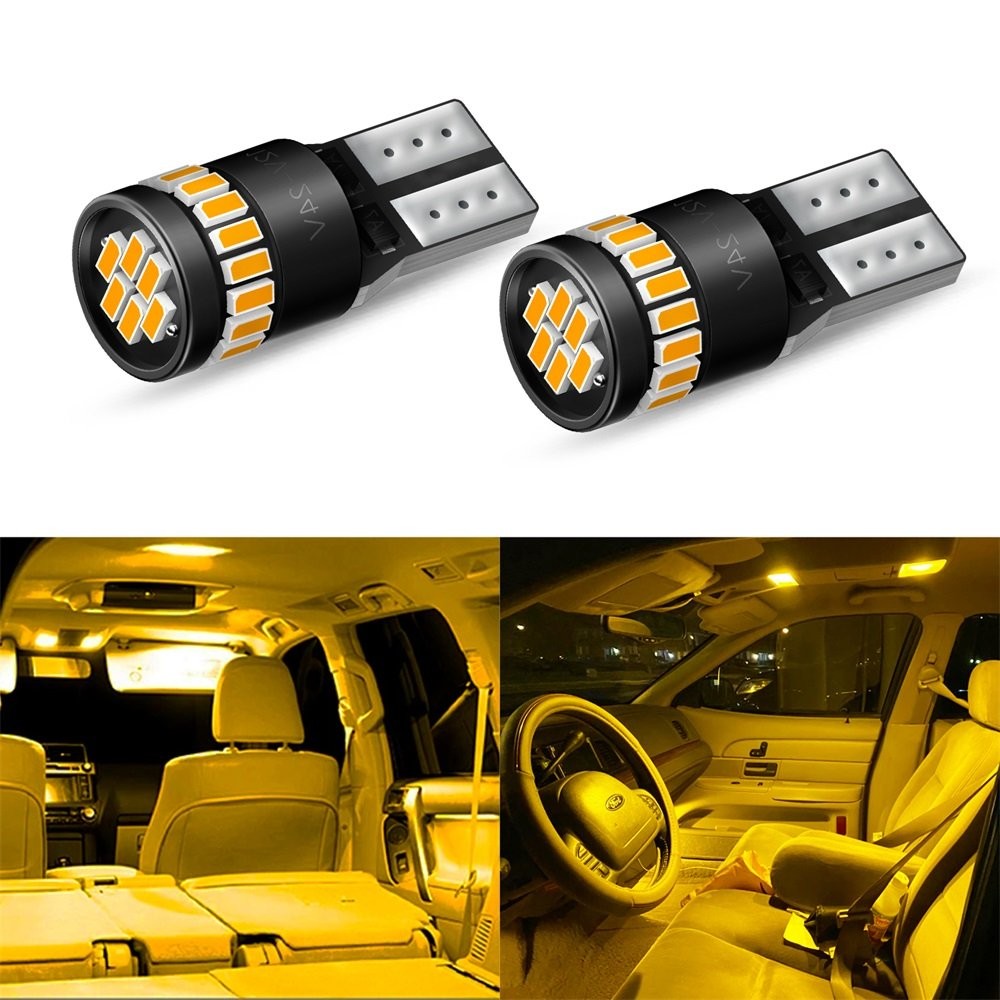 2-20X Amber T10 168 W5W 24SMD LED License Plate Interior Trunk Light Bulbs 2835