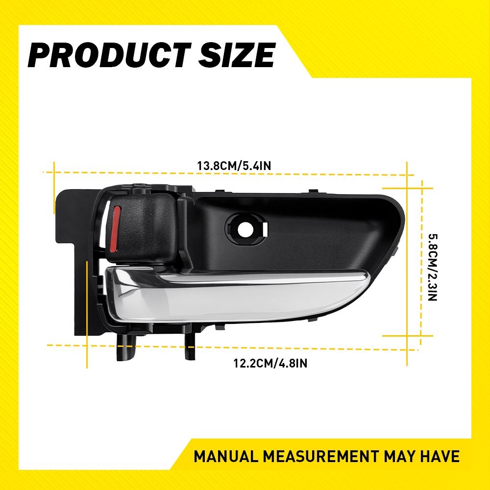 Left Inner Door Handle For Subaru Forester 2003-2008 Black w/Chrome Lever 1-5SET