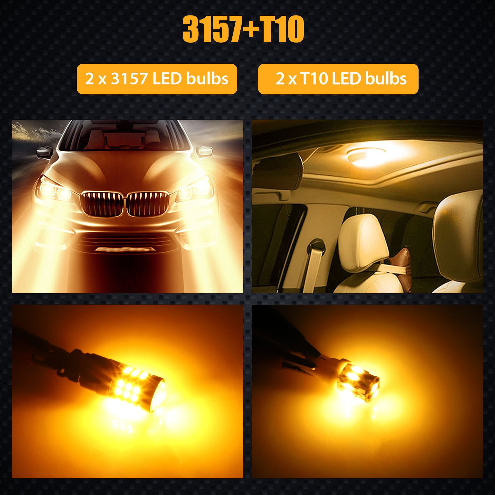 For Chevy Silverado 1500 Tahoe 4Pc Amber LED Turn Signal Side Marker Lights