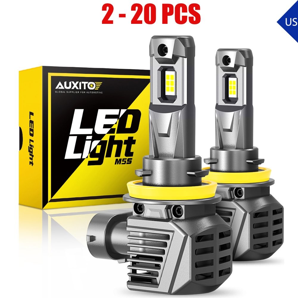LED Headlight H11/H8/H9 6500K Hi/Lo Beam Bulb 2-20X White Lamp Canbus AUXITO M5S