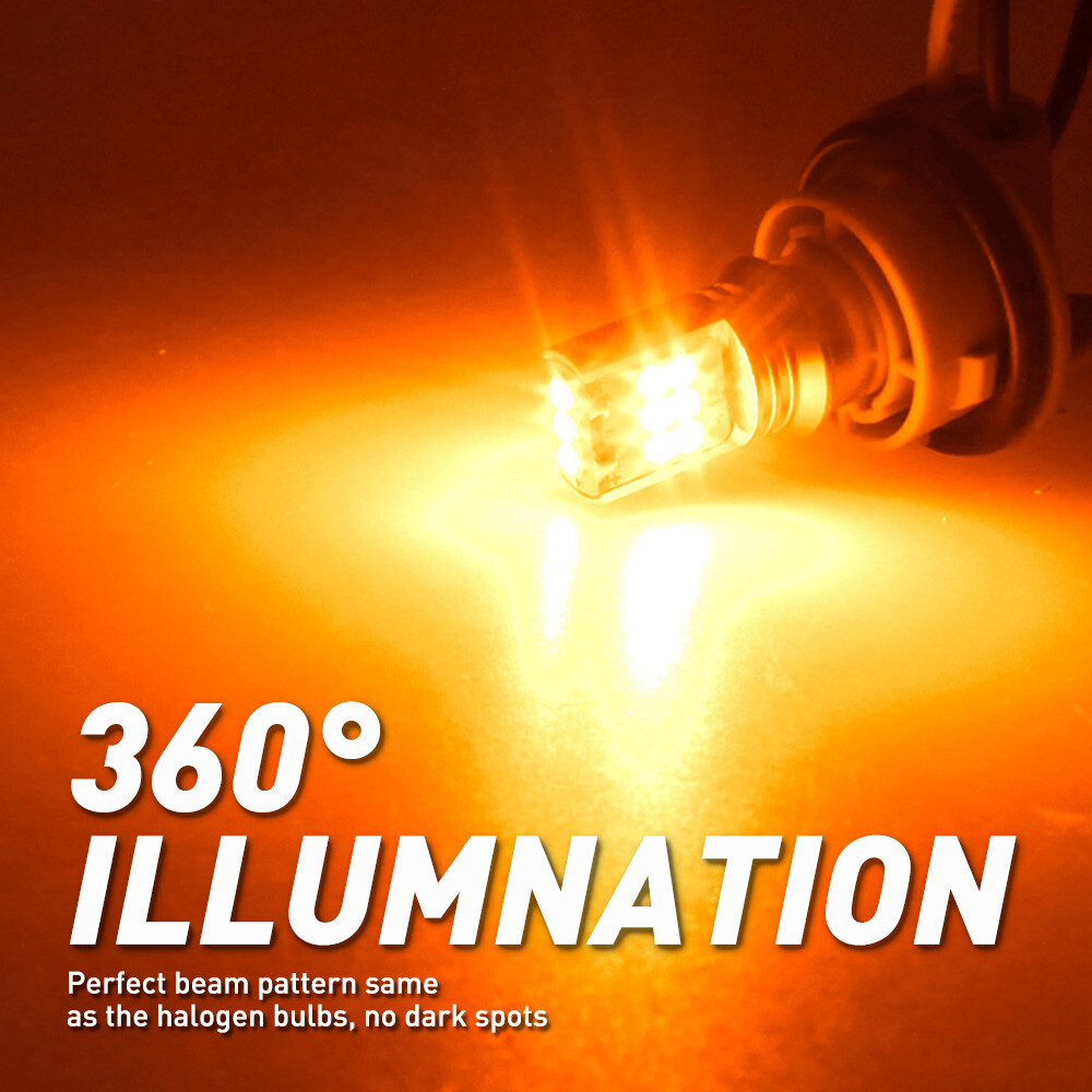 2X 3157 LED 3000K Amber Yellow Turn Signal Parking DRL High Power Light Bulbs