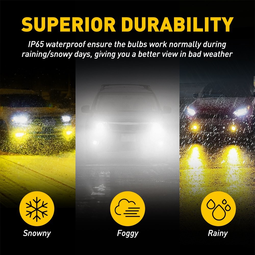 AUXITO H11 H8 White Yellow LED Light Fog Bulbs Dual Switchback Color Bright 2X