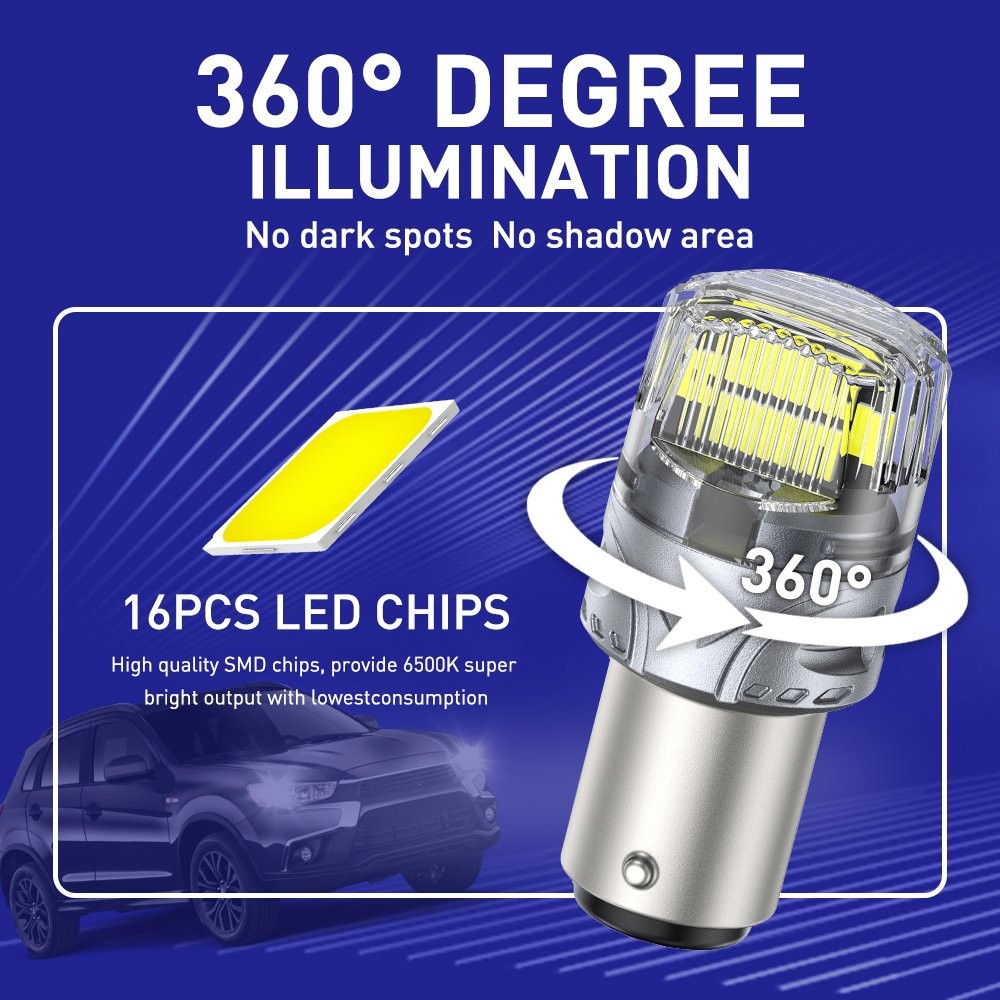 AUTOONE Super Bright 1157 White Bulb for Brake/ Turn Signal/ Parking/Tail lights