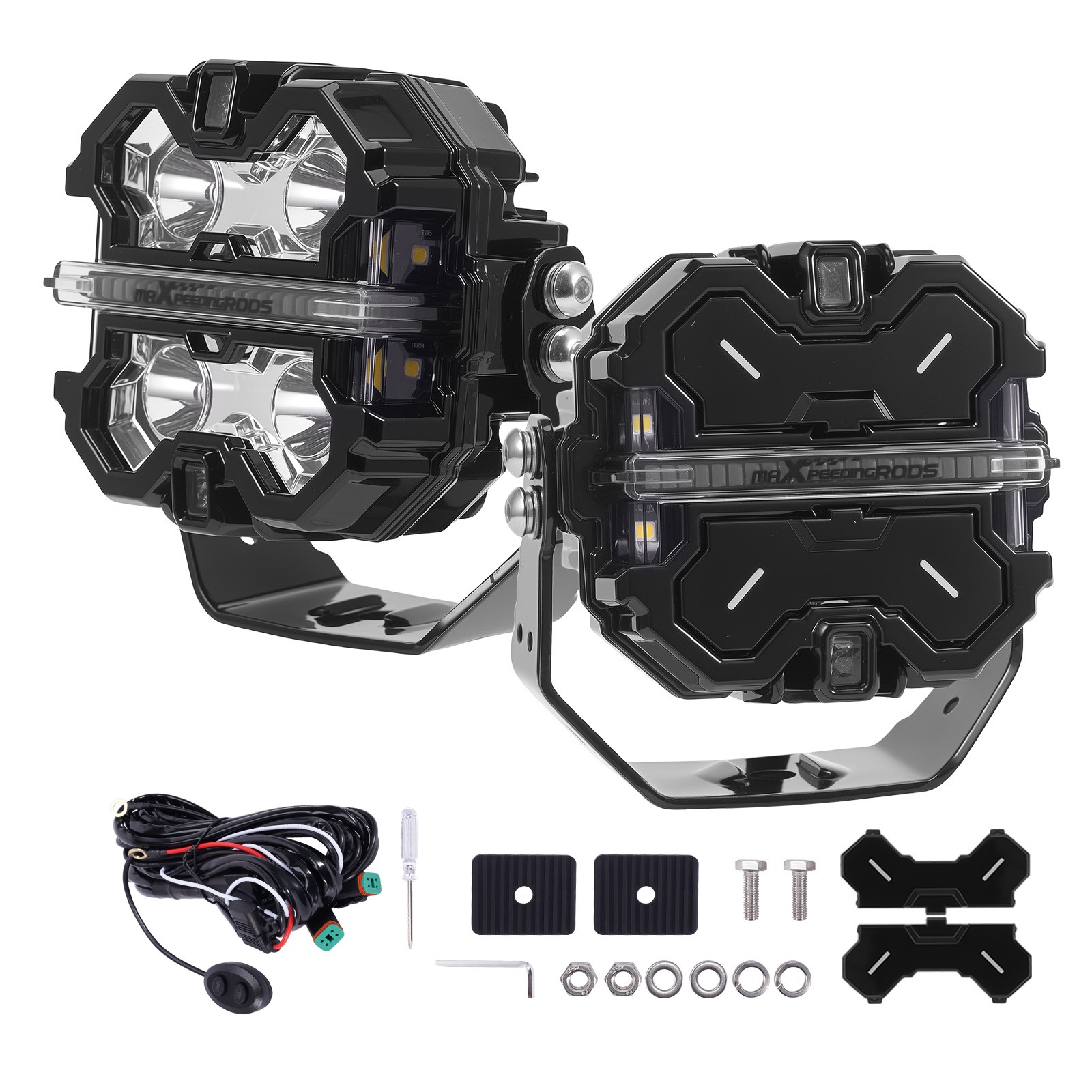 Off Road LED Light Pods 3.5″ Aluminum Housing Spot Beam Side Shooter IP68 160W
