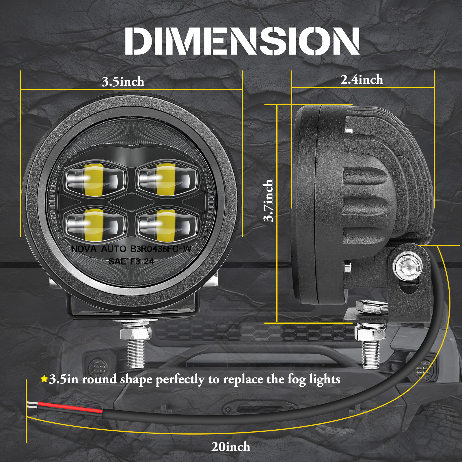 2X 3.5″ SAE LED Fog Lights Round Driving Spot Pods Street Legal DOT Approved 12V