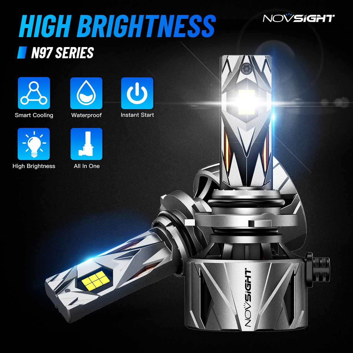 NOVSIGHT 9006 HB4 LED Headlight Bulbs Low Beam Super Bright White 60000LM 240W