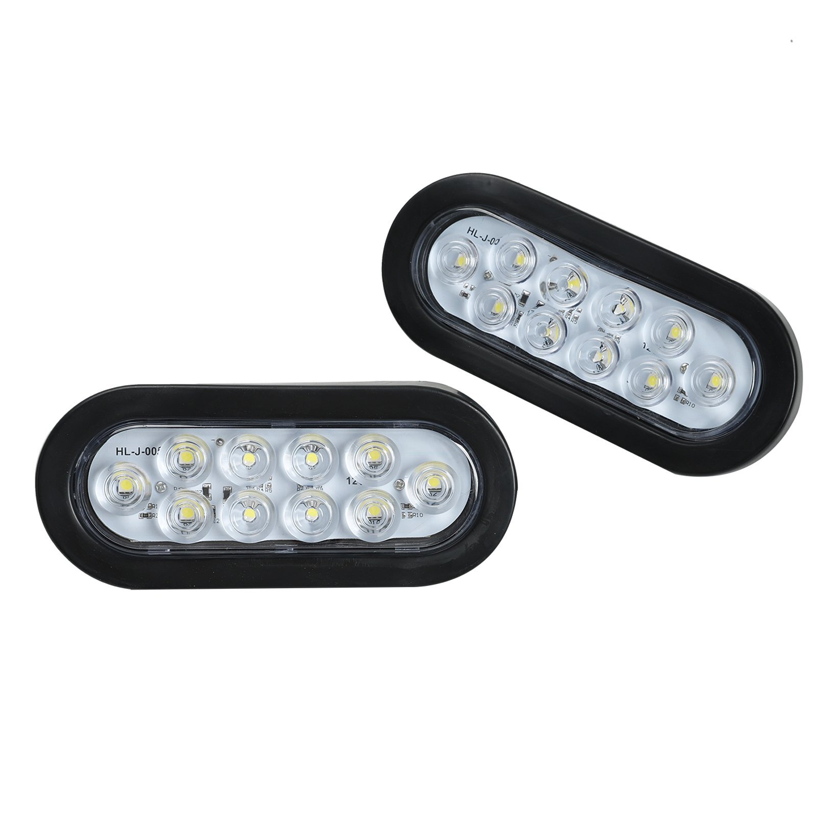 (6) 6″ Oval Clear/White 10 LED Reverse Back Up Light Flush Mount Trailer Truck