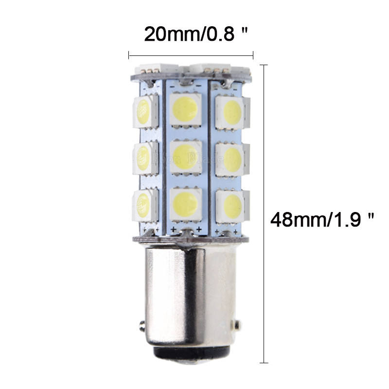 2 x 24V LED BA15D LIGHT GLOBE COLD WHITE 27 SMD 5050 Caravan Car Auto Indicator
