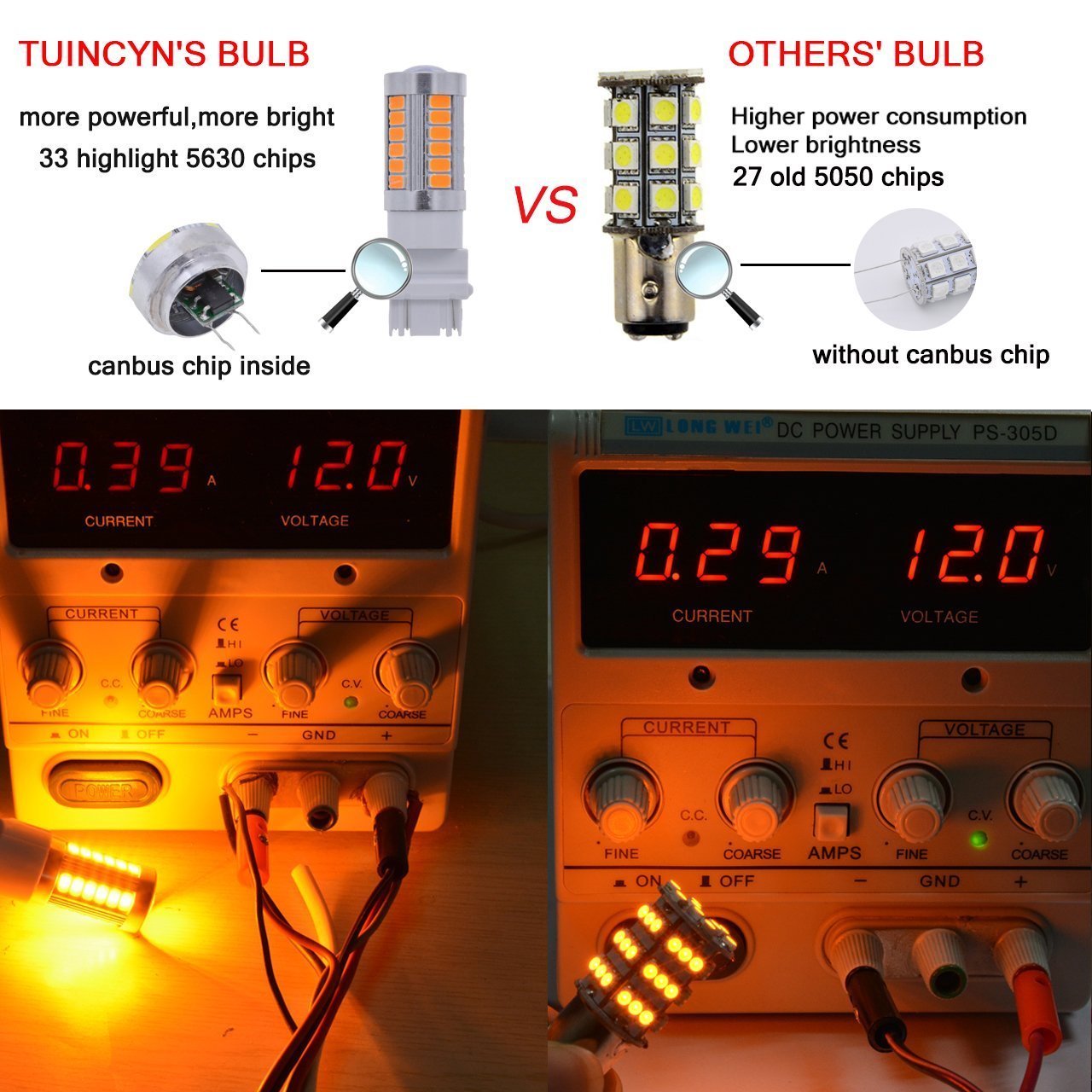 2x Amber 3157 1157 33 LED DRL Switchback Turn Signal Parking Light Bulbs 5630SMD