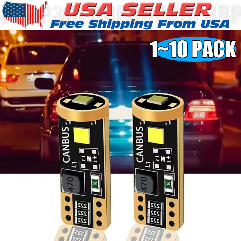 T10 LED License Plate Light Bulbs 6000K Super Bright White 168 2825 194