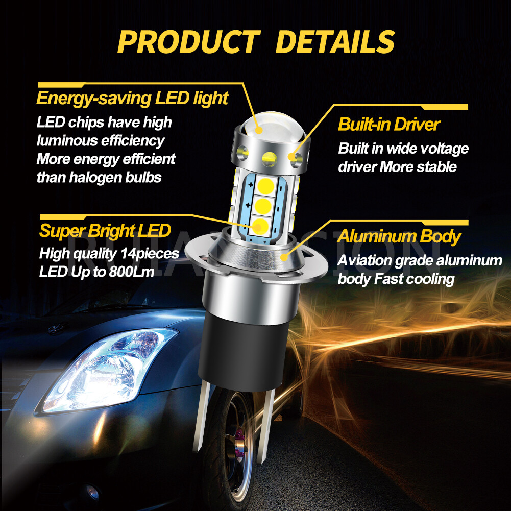 2PCS H3C 2835 LED DC12-24V Car Fog Light Daytime Running Bulb Globe White/Yellow