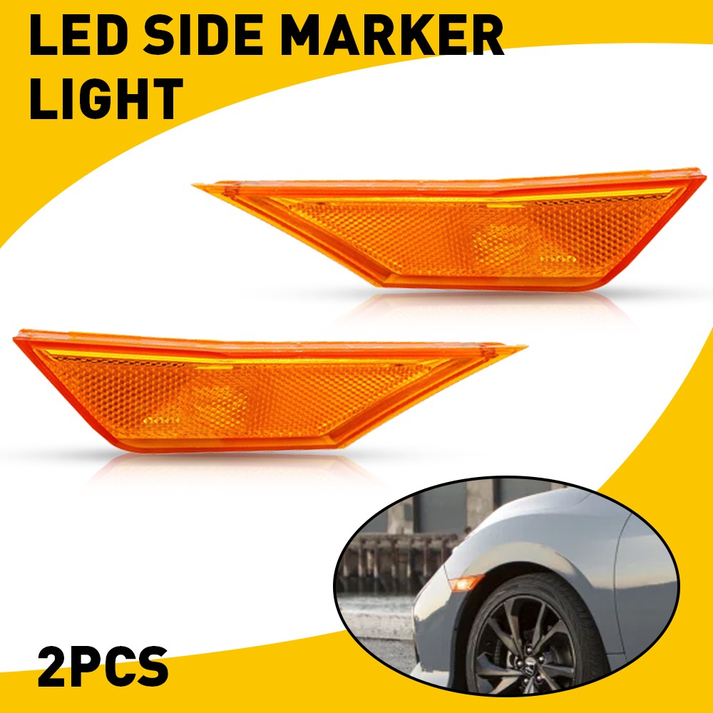 For 2016-2021 Honda Civic Pair Driver and Passenger Side Marker Light Reflector
