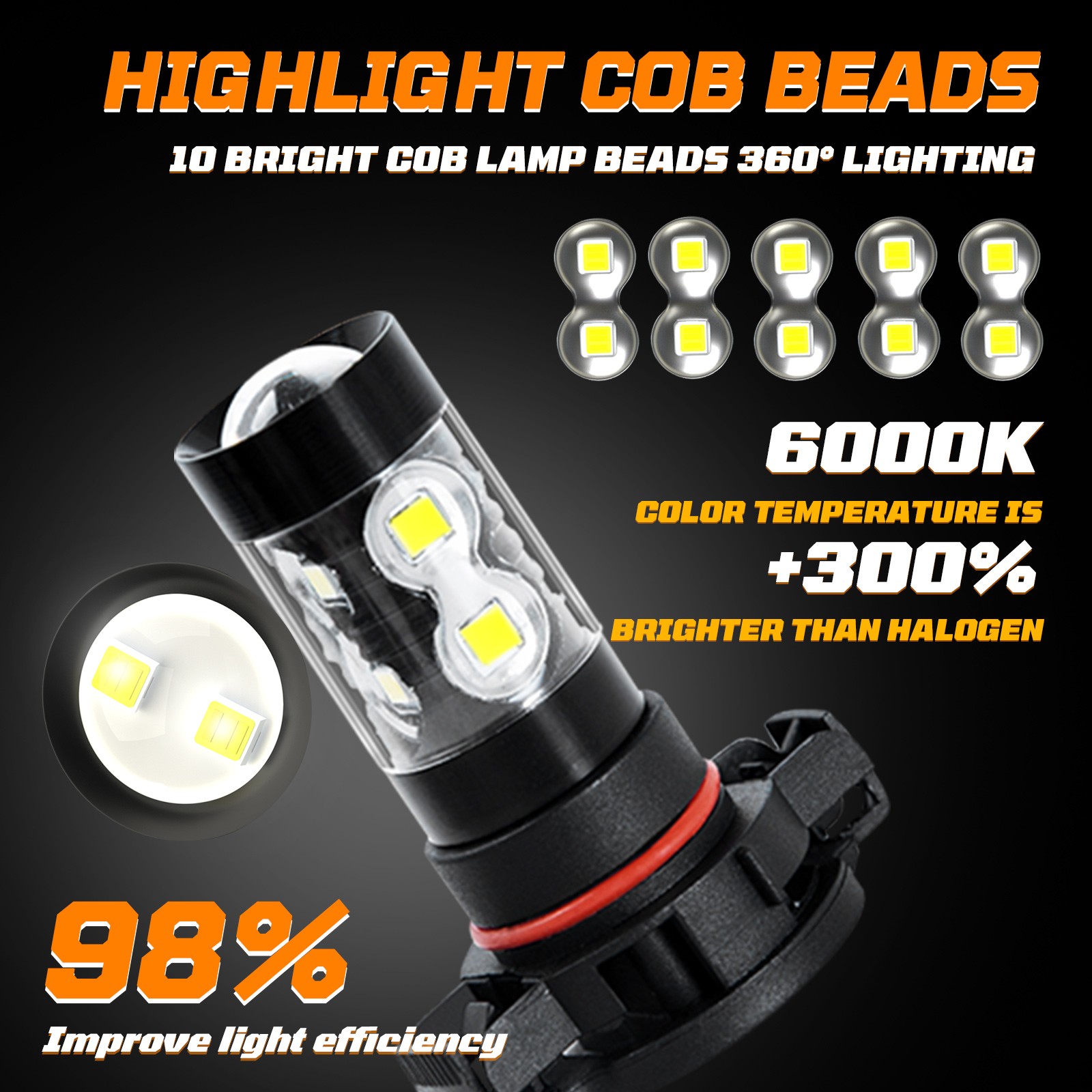 For 2008-2012 Ford Escape 4X LED Headlights Kit Hi/lo Beam Fog Light 6000K Bulbs