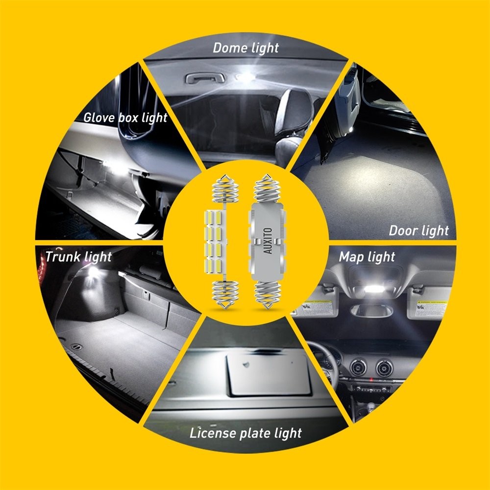 White 18-SMD 42mm 578 LED Bulb Car Interior Map Dome Door Reading Lights 2/10x