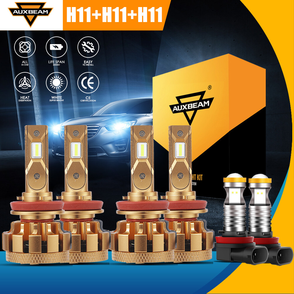 AUXBEAM F-16 PLUS Canbus LED Headlight Bulb High Low Beam+Fog Lights 6500K White