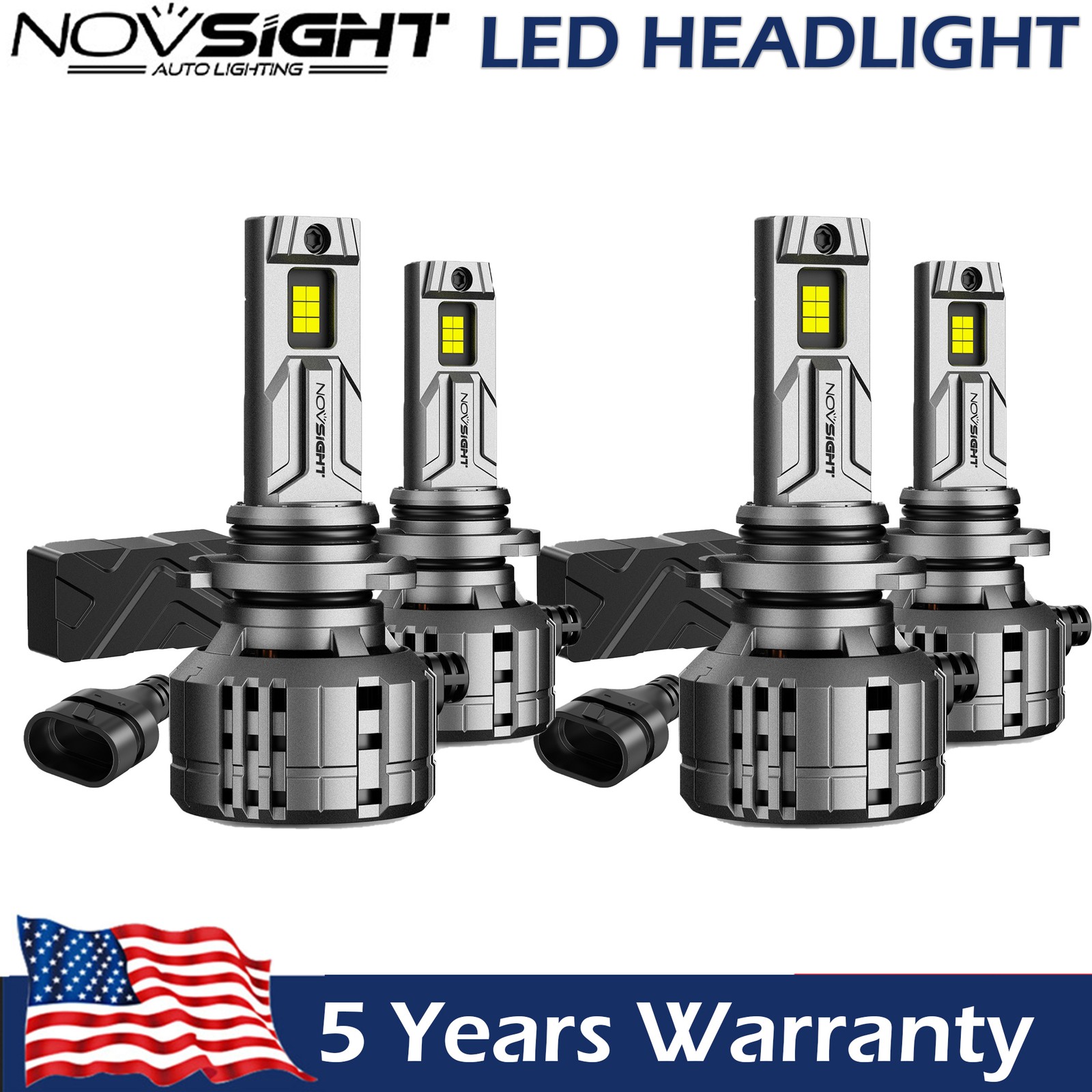 NOVSIGHT 9005 9006 LED Headlight Bulbs High Low Beam Bright White 200W 40000LM