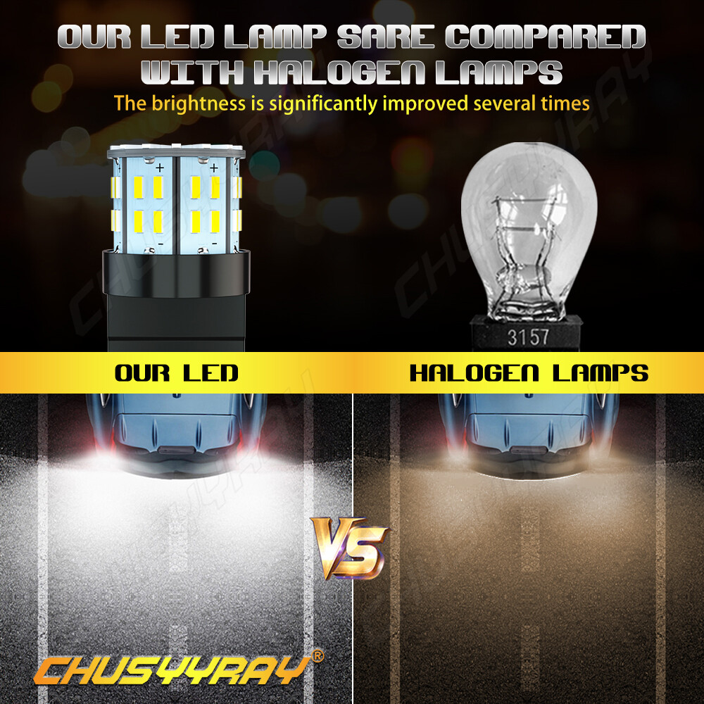PAIR 1000LM 3156 3157 LED REVERSE BACKUP LIGHT BULBS WHITE SUPER BRIGHT 6500K