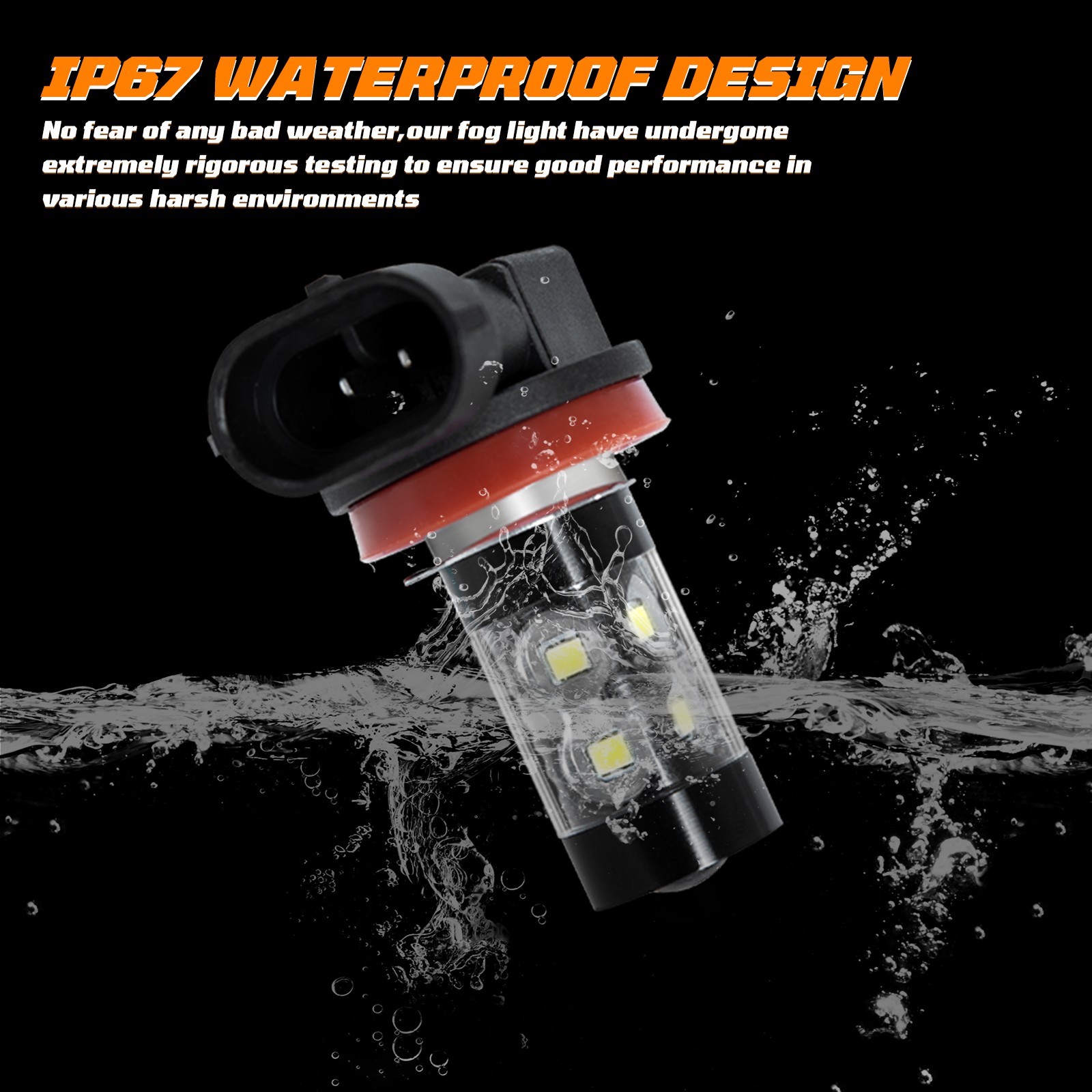 9012 HIR2 H11 Full Front LED Headlight High Low Beam Fog Light Bulbs LED White
