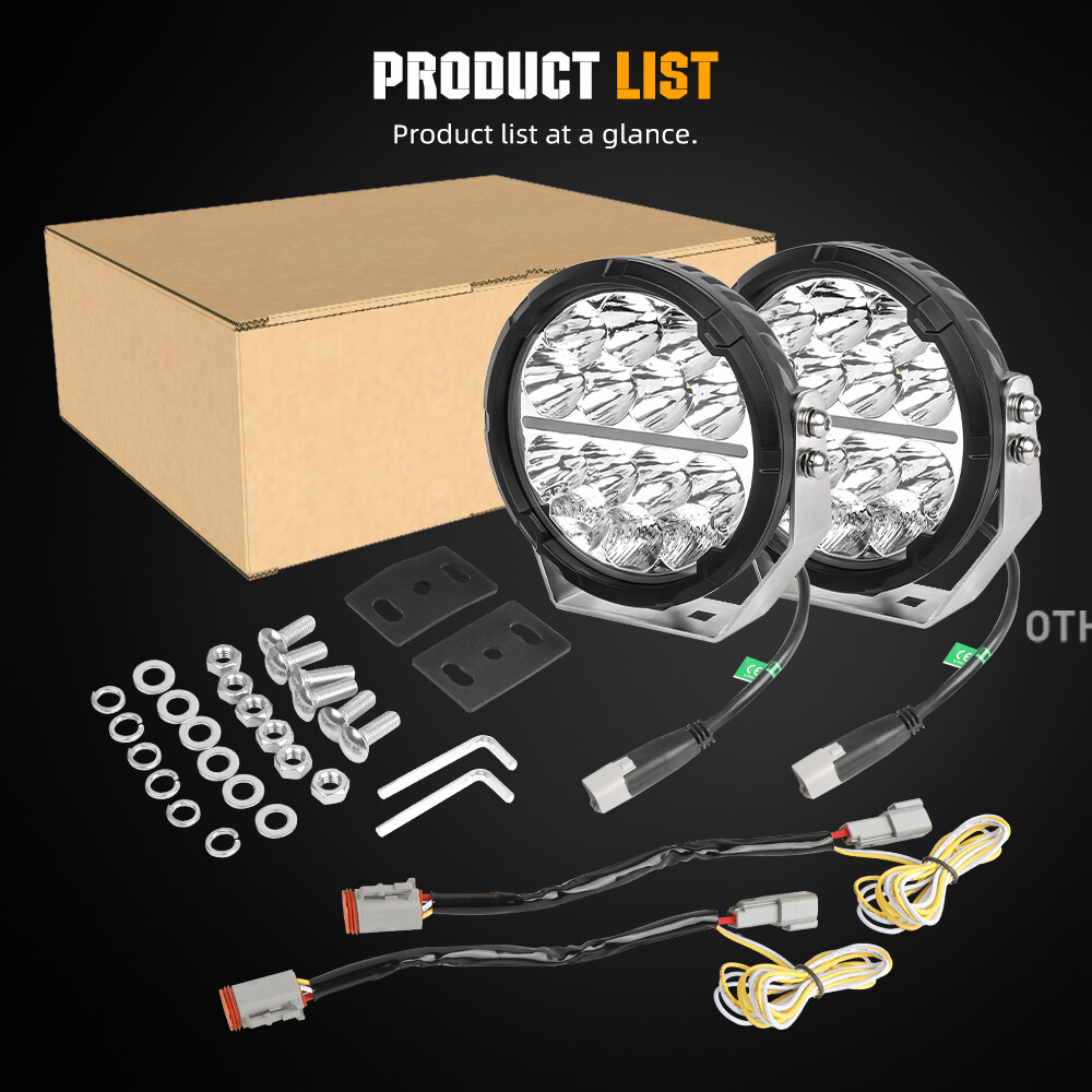 2x 6.5″ Round LED Driving Lights Spot Flood Combo Beam Offroad White Amber DRL