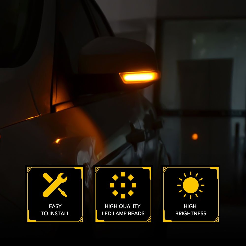 Smoked Sequential For Ford / Kuga Escape All 13-18 LED Mirror Turn Signal Lights