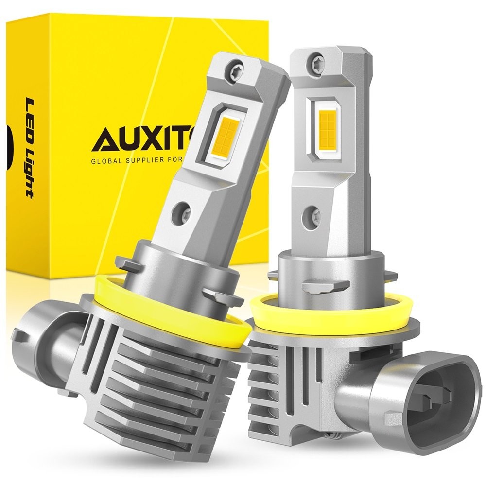 AUXITO H11 H9 H8 LED Headlight Bulbs Low Beam Super Bright 3000K Amber Fanless