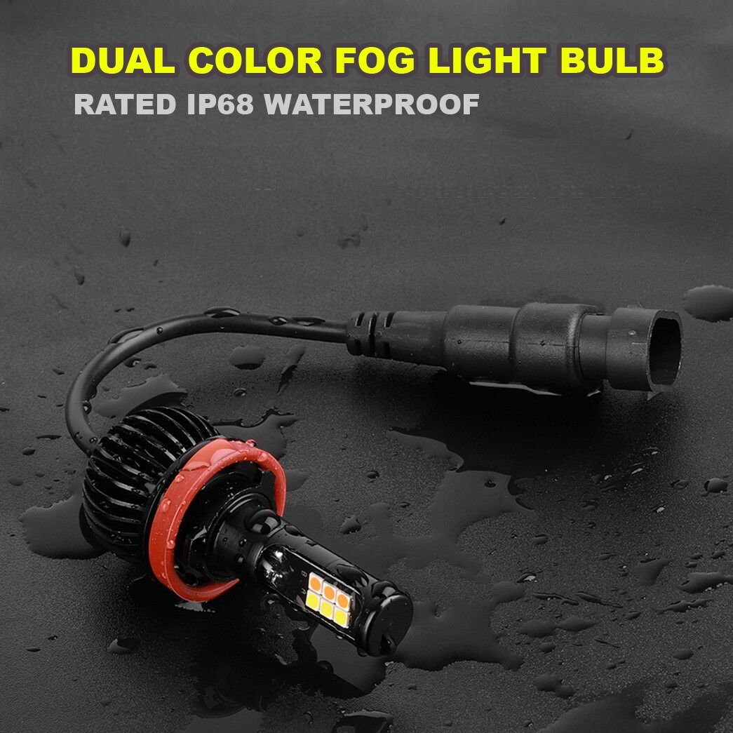 2X H11 H8 DUAL COLOR SWITCHBACK LED FOG LIGHT BULBS 6K/3K YELLOW+WHITE DRL 160W