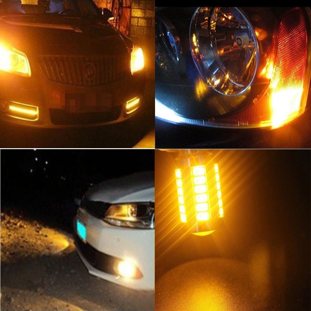2x Amber 3157 1157 33 LED DRL Switchback Turn Signal Parking Light Bulbs 5630SMD