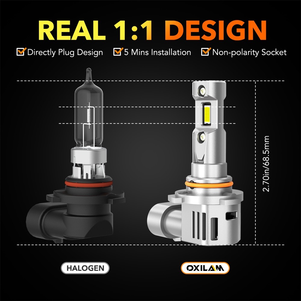 OXILAM 9005 HB3 LED Headlight Conversion High Low Beam Bulbs 6500K White 2-20X