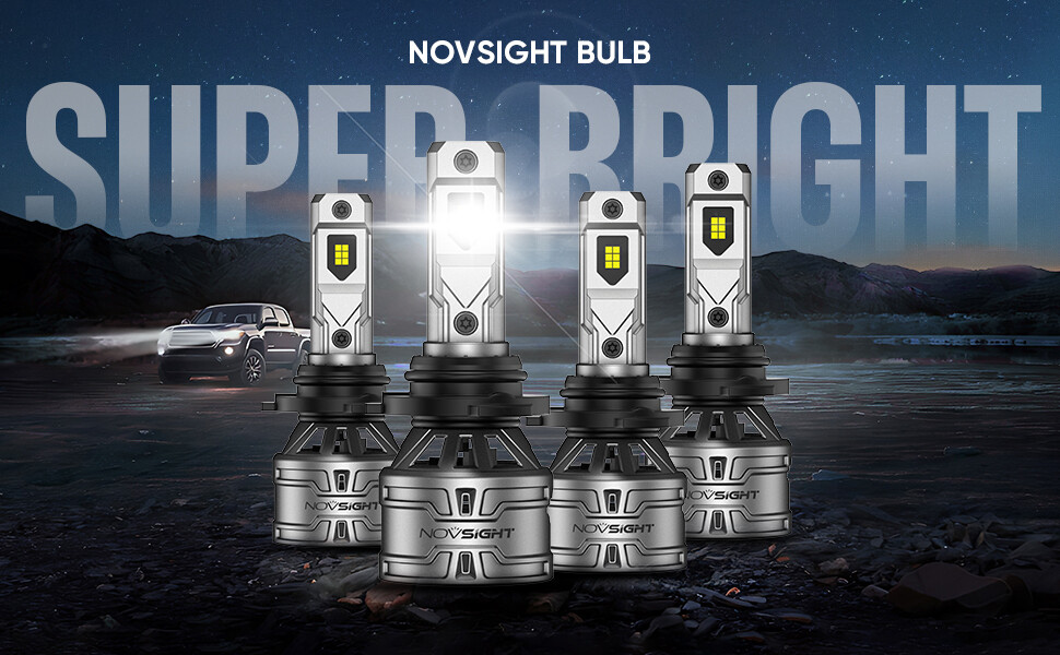 NOVSIGHT 9005 + 9006 LED Headlight Bulbs Lamp Kit 6500k High Low Beam Bright 4pc