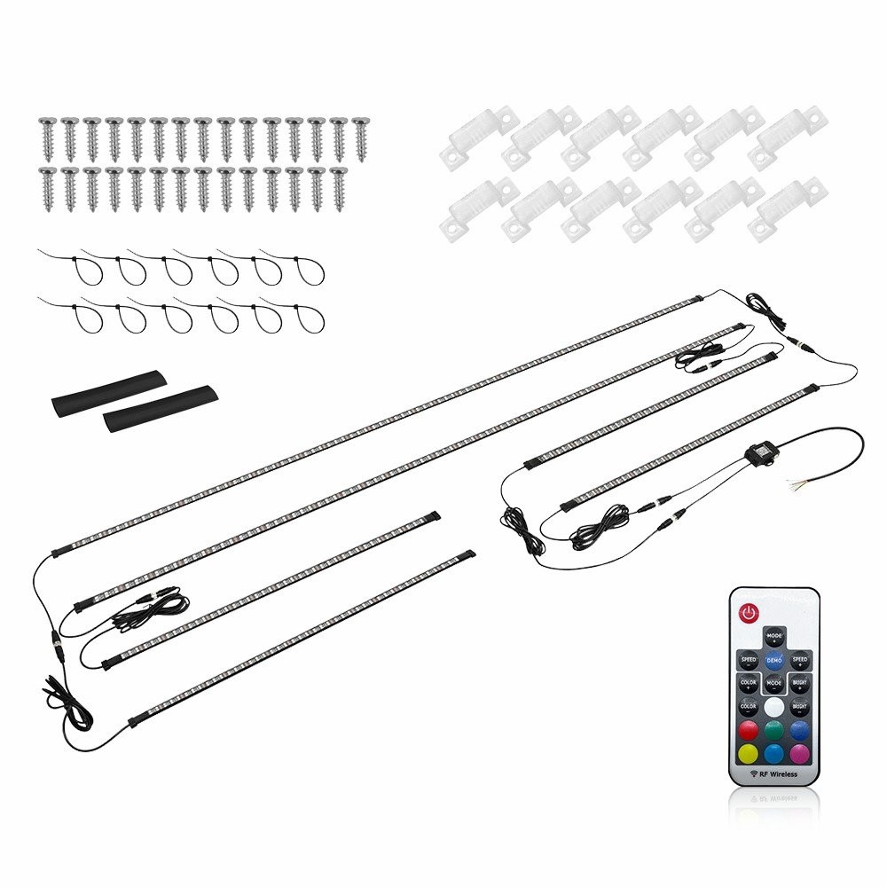 Double Row CHASING 2X 4FT +2X 6.5FT RGB Underglow Light Strips for Car Truck SET