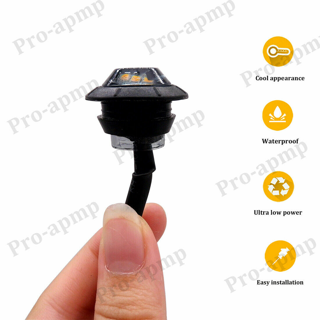 100x Mini Smoked Amber 3/4″ Round Side 3 LED Marker Trailer Bullet Light USA