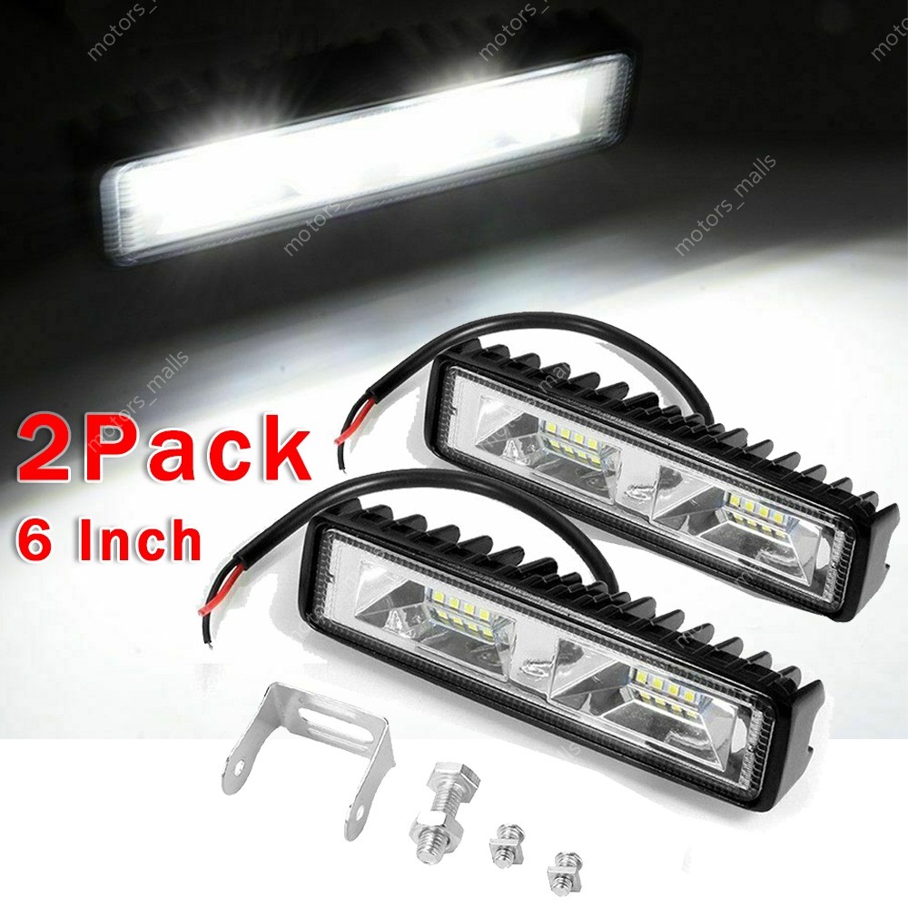 2x 6Inch LED Work Light Bar Flood Fog Lamp 48W For Driving Offroad Truck SUV ATV