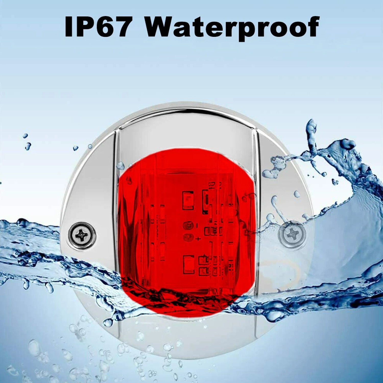 4X Red Round Marine Boat LED Courtesy Lights Cabin Deck Stern Navigatioin Light