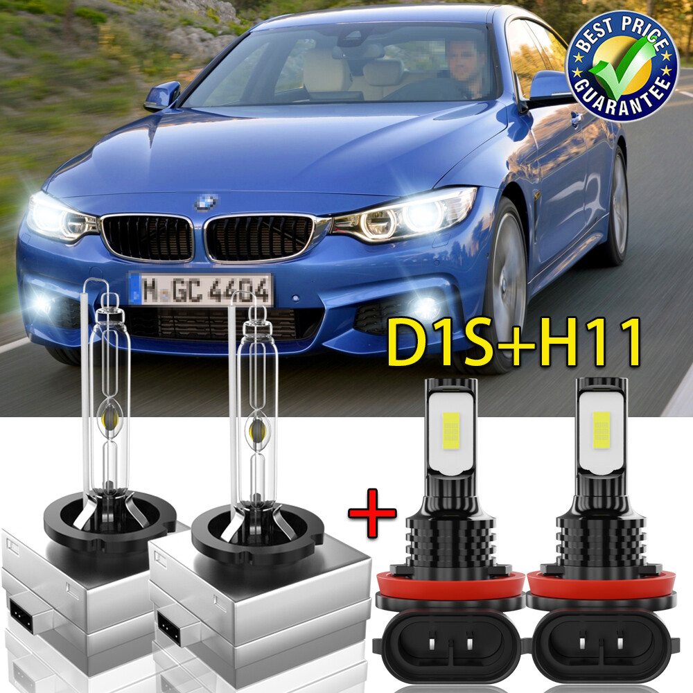 For BMW 428i 435i 2014 – 2016 Front HID Headlight High-Low + LED Fog Light Bulbs