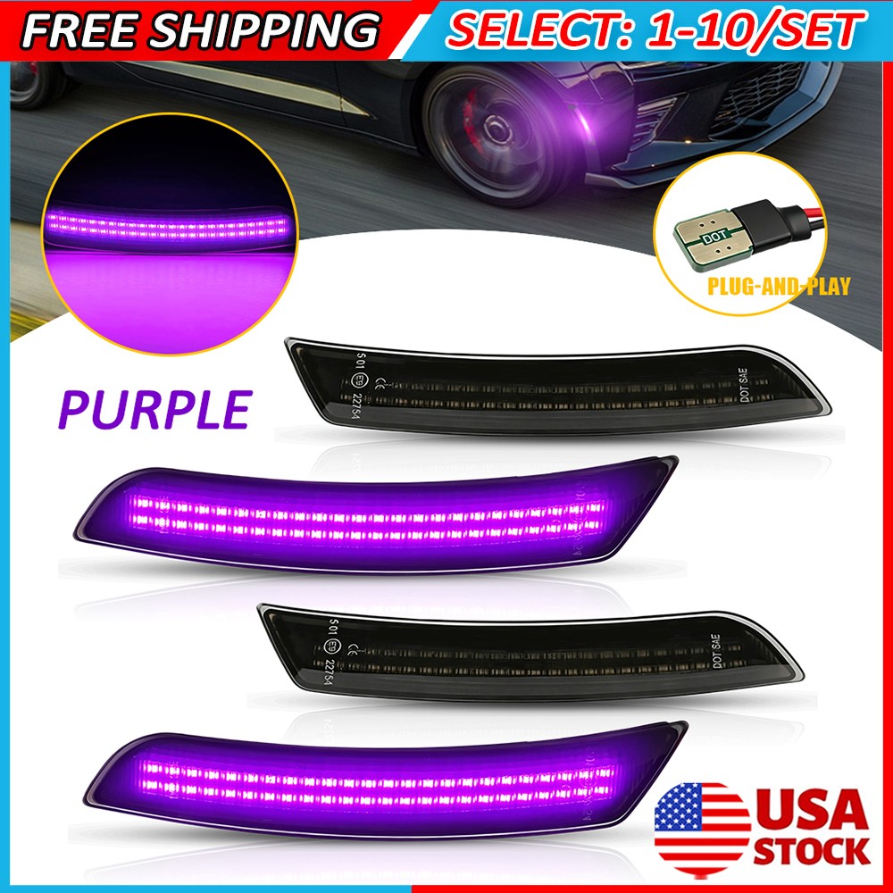 4-40x LED Front&Rear Fender Lamp For 16-23 Chevy Camaro Smoked Side Marker Light