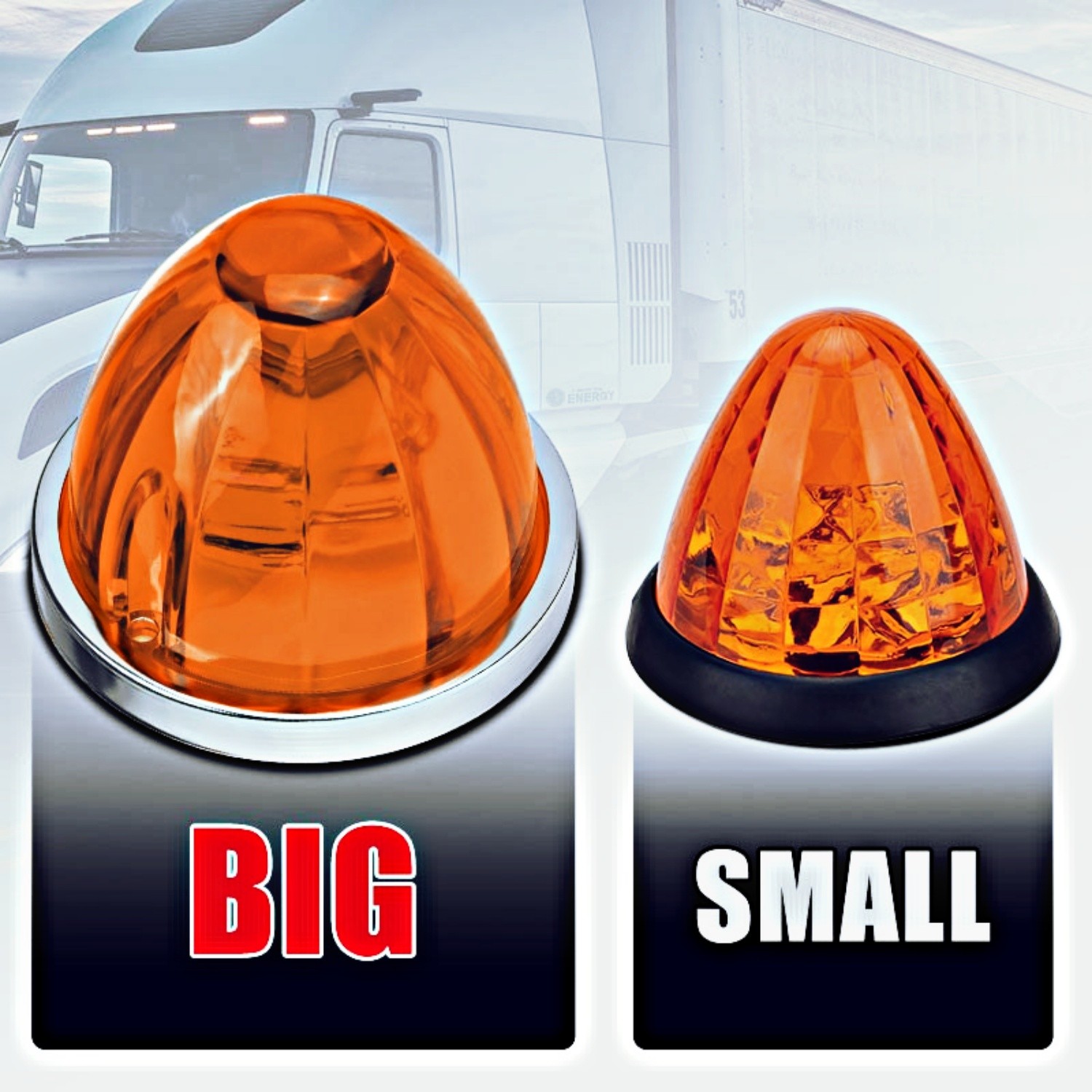 2X Amber LED Watermelon Lights Truck Trailer Side Marker Clearance Lamp Signal
