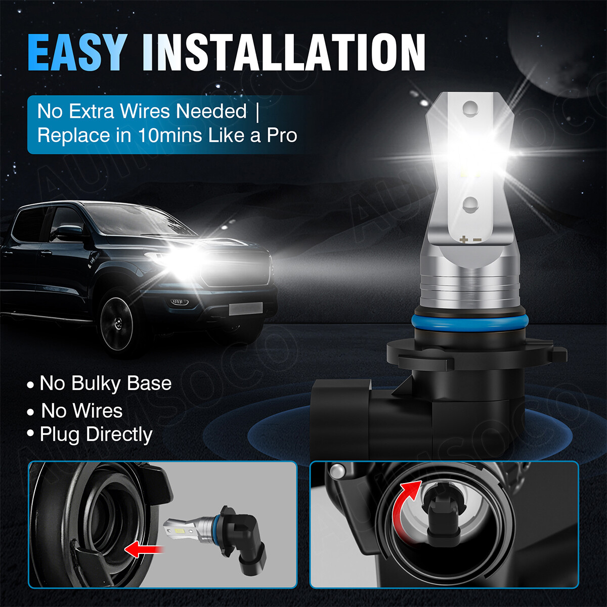 For Chevrolet SSR 2003-2004 6x White LED Headlight Hi/Lo Fog Light Bulbs Kit