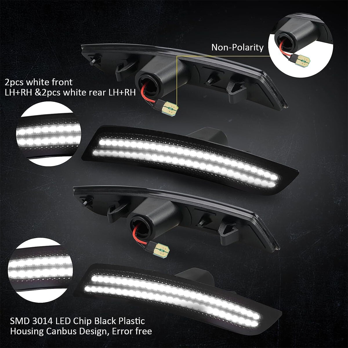 4PC Full LED Side Marker Lights Front Rear for Chevy Camaro 2016-23 LS LT SS ZL1