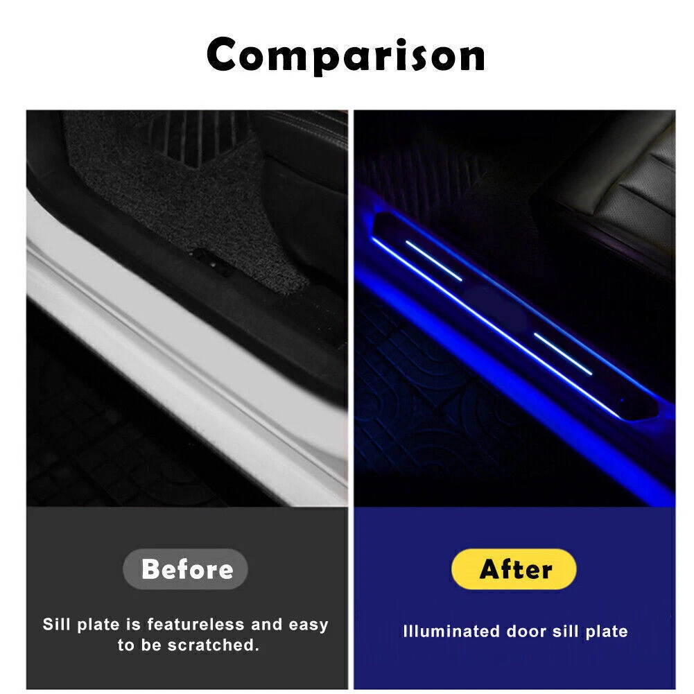 4xUniversal LED RGB Flowing Pedal Light Door Sill Pathway Welcome Scuff Light