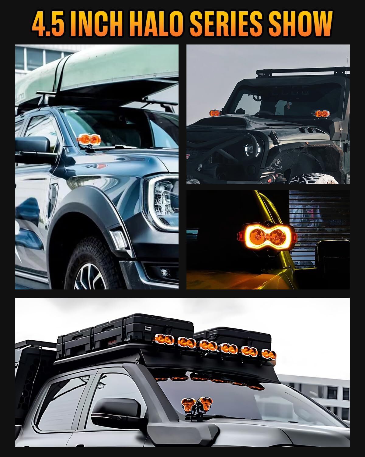 NOVSIGHT HALO 4.5″ LED Work Light Pod Offroad Spot Light Flood Lamp Road Trips
