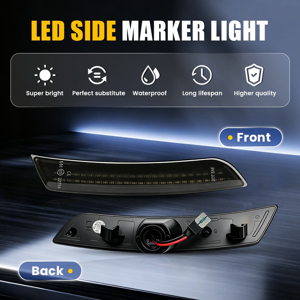 4PC Purple Smoked LED Fender Side Marker Light 23169182 For 16-2023 Chevy Camaro
