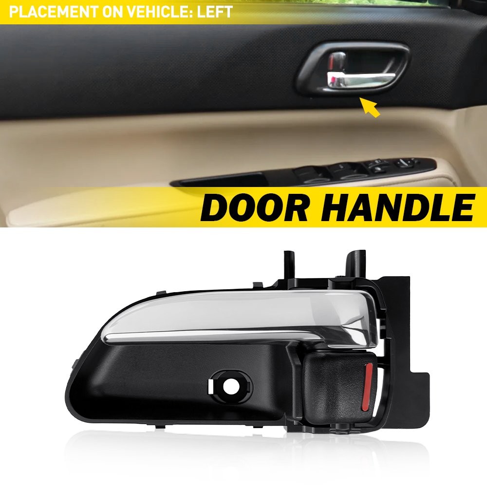 Left Inner Door Handle For Subaru Forester 2003-2008 Black w/Chrome Lever 1-5SET